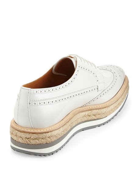 prada espadrille creepers|Prada Leather Creeper with Espadrille Sole, White .